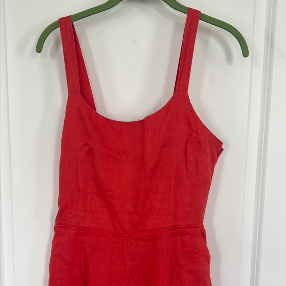 Cynthia Rowley 100% Linen Coral Midi Romper - Picture 7 of 9